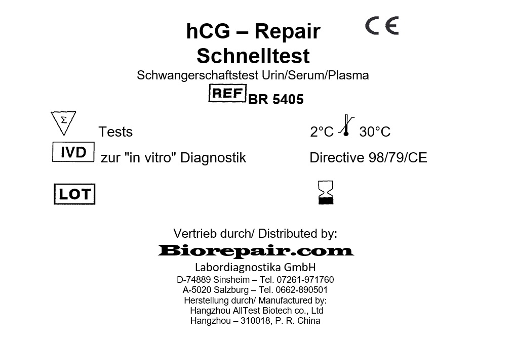 Detailliertes Verpackungs-Etikett hCG Kassettenschnelltest