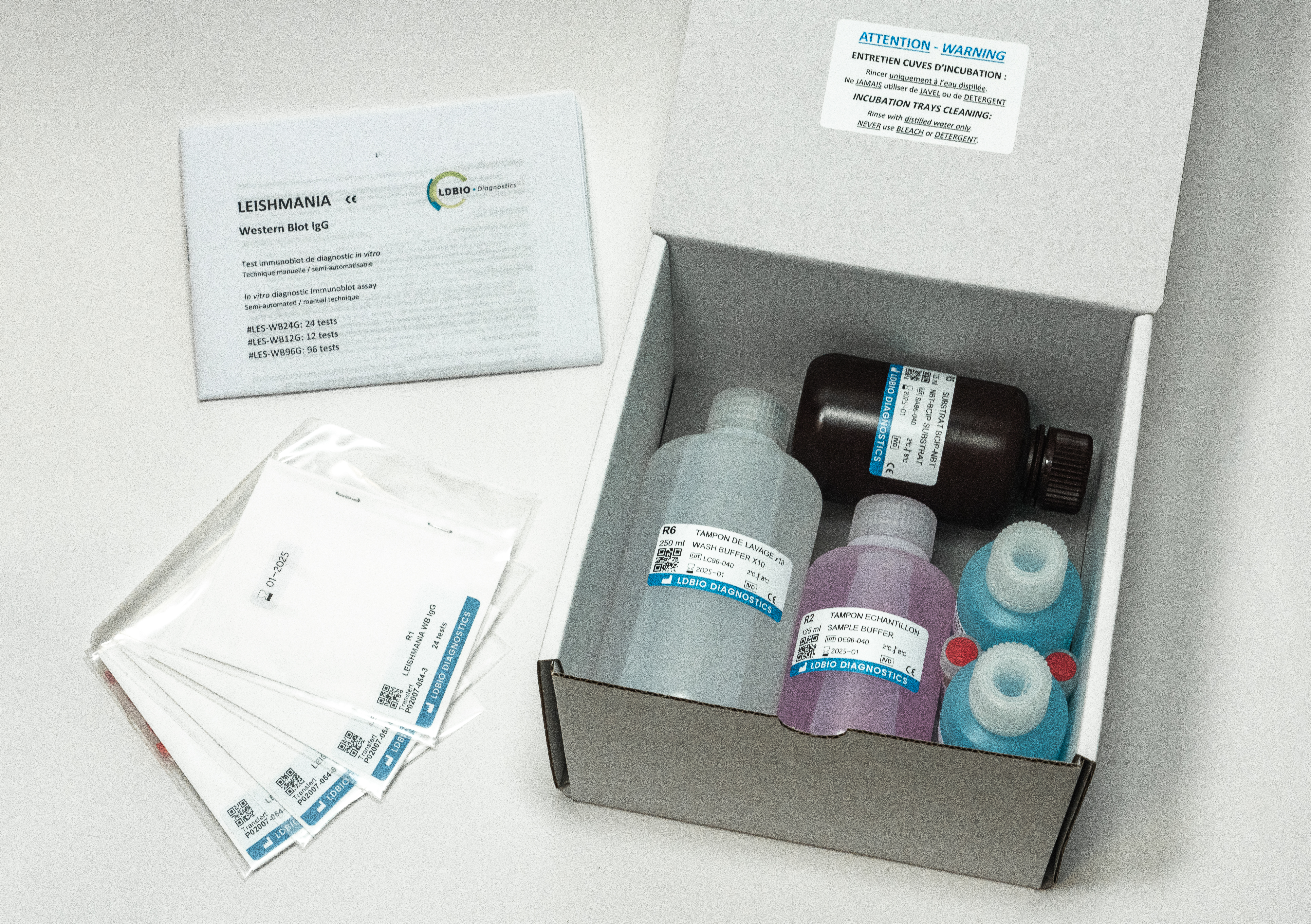 offene Verpackung von Leishmania 96 Test mit allen Komponenten - LDBio